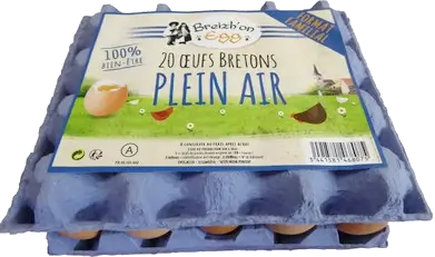 Nos œufs plein air Breizh'on Egg : plateau de 20 œufs bio pondus en Bretagne